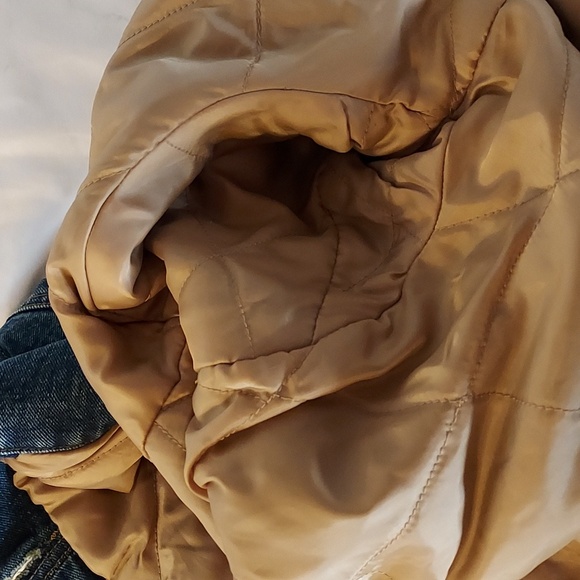 Funhouse Jeans Women's Coat Jacket Y2K Denim Tan Quilted Lining Hip Leng… - Picture 16 of 16